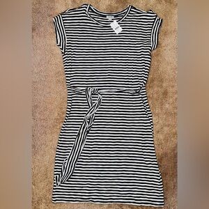 J. Crew Navy and White Striped Midi Dress